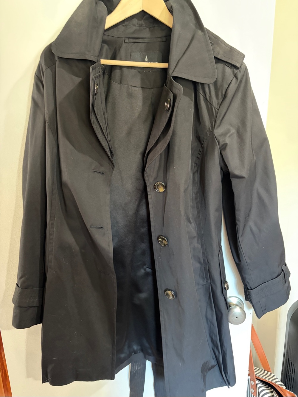 London Fog Black Women's Trench Coat with Button Front